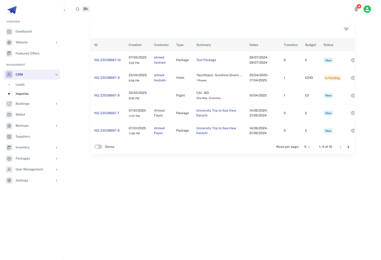 Tripon: Bookings overview