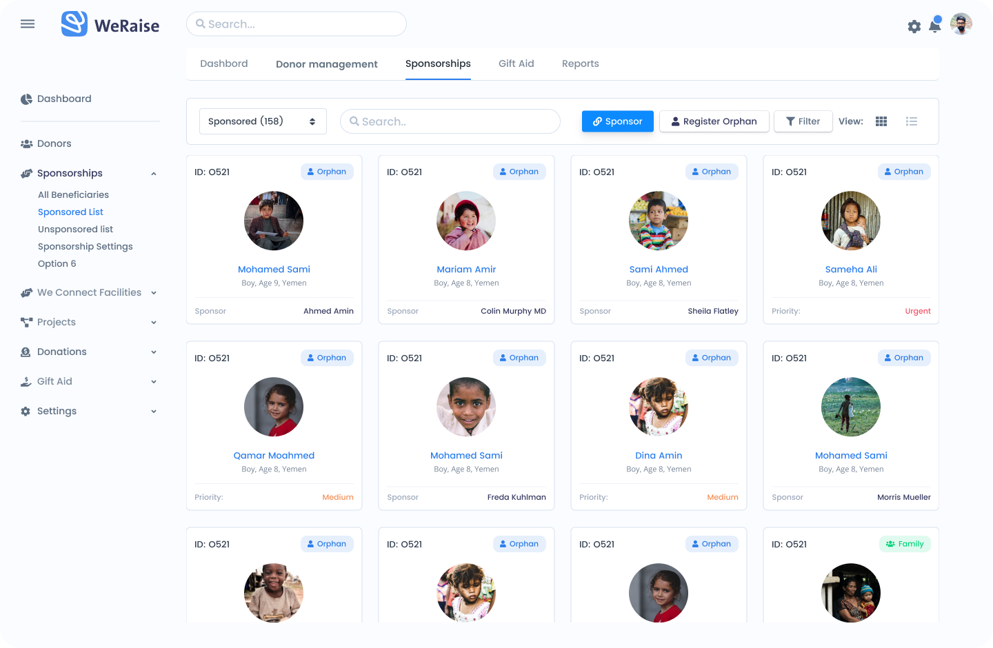 WeRaise: Sponsorship management