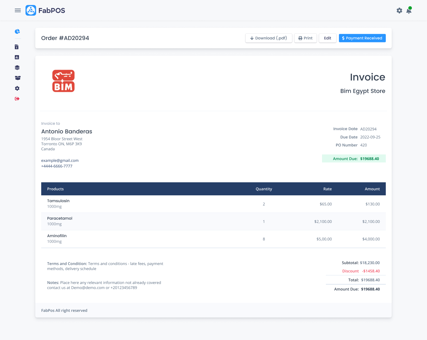 FabPOS: Invoicing